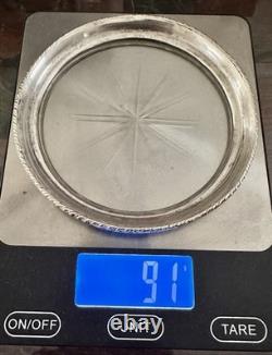 Vintage Solid Sterling And Glass Stamped Star 5 Plate