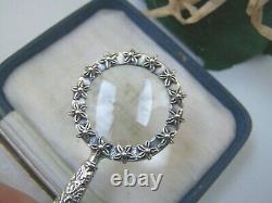 Vintage Solid Sterling Silver Magnifying Magnifier Glass Chatelaine Pendant Rare