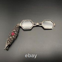 Vintage Spectacle Glass Sterling Silver 935 Pendant