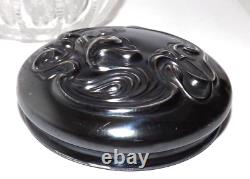 Vintage Sterling Art Nouveau Cut Crystal Glass Dresser Powder Jar Box 1904