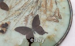 Vintage Sterling Silver 637 Framed Butterfly Glass Display Tray 14 Decor