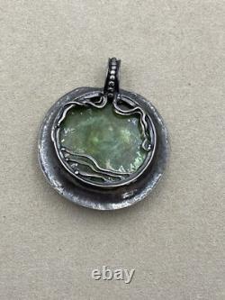 Vintage Sterling Silver 925 Ancient Roman Glass Pendant