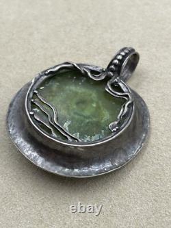Vintage Sterling Silver 925 Ancient Roman Glass Pendant