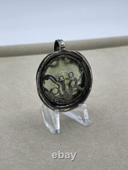 Vintage Sterling Silver 925 Ancient Roman Glass Pendant