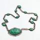 Vintage Sterling Silver 925 Green Pekin Glass Art Deco Necklace 16
