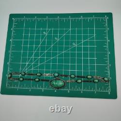 Vintage Sterling Silver 925 Green Pekin Glass Art Deco Necklace 16