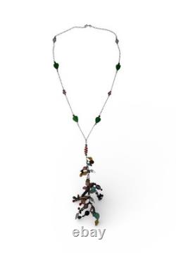 Vintage Sterling Silver 925 Lucy Issacs Style Glass Bead 28 Charm Necklace