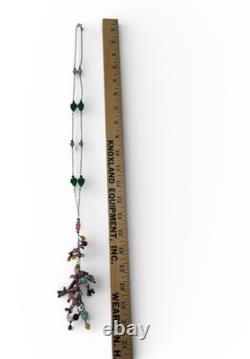 Vintage Sterling Silver 925 Lucy Issacs Style Glass Bead 28 Charm Necklace