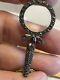 Vintage Sterling Silver 925 Magnifying Glass Pendant Sapphire Marcasites Withchain