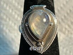Vintage Sterling Silver 925 Poison Ring with Moonstone Size 8