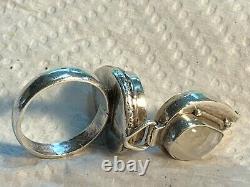 Vintage Sterling Silver 925 Poison Ring with Moonstone Size 8