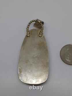 Vintage Sterling Silver 925 Southwestern Glass Pelican Colored Pendant