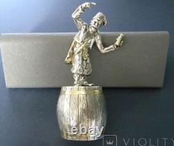Vintage Sterling Silver 925 Wineglass Shot Glass Gilding Ukriane Man Drinking