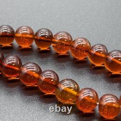 Vintage Sterling Silver Amber Glass Bead Necklace 16 Cognac