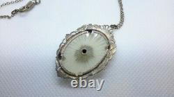 Vintage Sterling Silver CAMPHOR Glass Pendant Sweetheart Army WWll