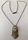 Vintage Sterling Silver Camphor Glass & Diamond Filigree Pendant Necklace