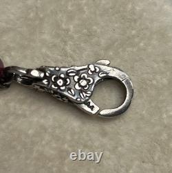 Vintage Sterling Silver Charm Bracelet 7.5 Fits 7 Glass & Silver Charms Heavy