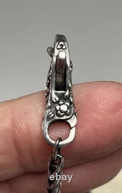 Vintage Sterling Silver Charm Bracelet 7.5 Fits 7 Glass & Silver Charms Heavy