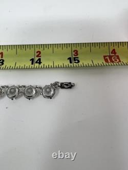 Vintage Sterling Silver Clear Crystal Rock Quartz Riviere Necklace 28.74g 15-16