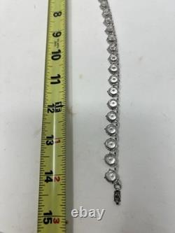 Vintage Sterling Silver Clear Crystal Rock Quartz Riviere Necklace 28.74g 15-16