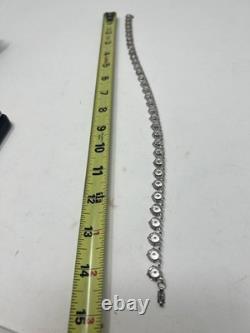 Vintage Sterling Silver Clear Crystal Rock Quartz Riviere Necklace 28.74g 15-16