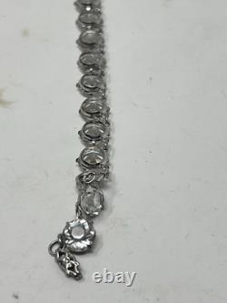 Vintage Sterling Silver Clear Crystal Rock Quartz Riviere Necklace 28.74g 15-16