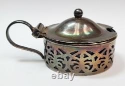 Vintage Sterling Silver Cobalt Blue Glass Mini Pitcher Creamer