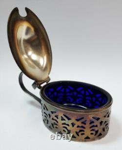 Vintage Sterling Silver Cobalt Blue Glass Mini Pitcher Creamer