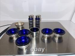 Vintage Sterling Silver Cobalt Glass Blue Antique Art Deco