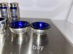 Vintage Sterling Silver Cobalt Glass Blue Antique Art Deco