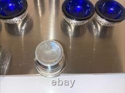 Vintage Sterling Silver Cobalt Glass Blue Antique Art Deco