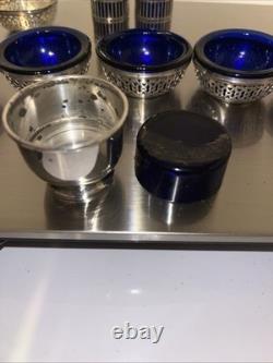 Vintage Sterling Silver Cobalt Glass Blue Antique Art Deco