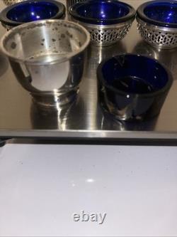 Vintage Sterling Silver Cobalt Glass Blue Antique Art Deco