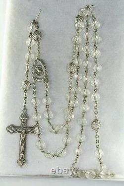 Vintage Sterling Silver Crystal Rosary From Roma Italy Rome