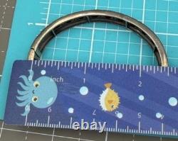 Vintage Sterling Silver Filigree Hinged Bracelet Red Glass Stones Art Deco Style