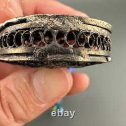 Vintage Sterling Silver Filigree Purse Pendant Necklace Lampwork Glass Beads 37 Vintage Sterling Silver Filigree Purse Pendant Necklace Lampwork Glass Beads 37