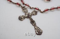Vintage Sterling Silver Glass Bead Rosary