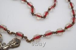 Vintage Sterling Silver Glass Bead Rosary