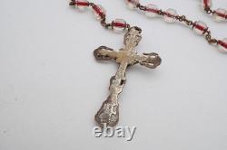 Vintage Sterling Silver Glass Bead Rosary
