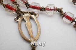 Vintage Sterling Silver Glass Bead Rosary
