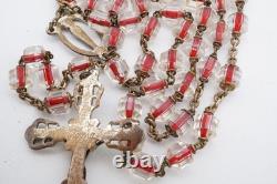 Vintage Sterling Silver Glass Bead Rosary