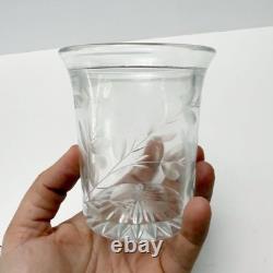 Vintage Sterling Silver Guilloche Enamel Roses Lid Etched Glass Condiment Jar