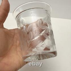 Vintage Sterling Silver Guilloche Enamel Roses Lid Etched Glass Condiment Jar