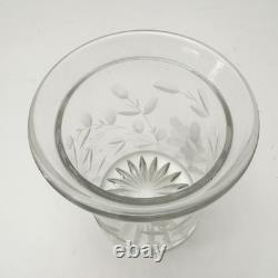 Vintage Sterling Silver Guilloche Enamel Roses Lid Etched Glass Condiment Jar