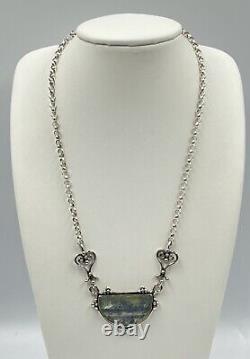 Vintage Sterling Silver Israeli Bruria Tamir Necklace With Ancient Roman Glass