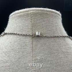 Vintage Sterling Silver Lavalier Necklace Clear Paste Chandelier Drop 18 READ