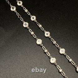 Vintage Sterling Silver Lavalier Necklace Clear Paste Chandelier Drop 18 READ