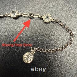Vintage Sterling Silver Lavalier Necklace Clear Paste Chandelier Drop 18 READ