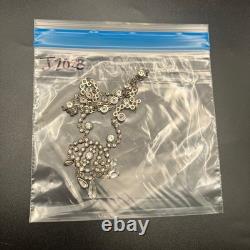 Vintage Sterling Silver Lavalier Necklace Clear Paste Chandelier Drop 18 READ