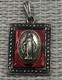 Vintage Sterling Silver, Marcasite, And Faceted Glass Miraculous Medal Pendant